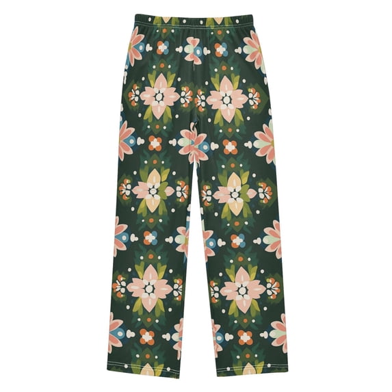 FORMRS Kids Pajama Pants with Pockets Size 6-8Y Boys Lounge Sleep Bottoms, Pink Geometric Flowers