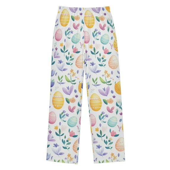 FORMRS Kids Pajama Pants with Pockets Size 6-8Y Boys Lounge Sleep Bottoms, Purple Easter Eggs