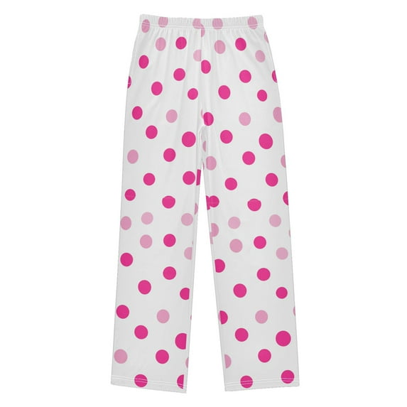 FORMRS Kids Pajama Pants with Pockets Size 6-8Y Boys Lounge Sleep Bottoms, Purple Polka Dots