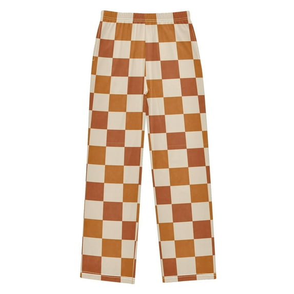 FORMRS Kids Pajama Pants with Pockets Size 6-8Y Boys Lounge Sleep Bottoms, Rusty Orange Plaid