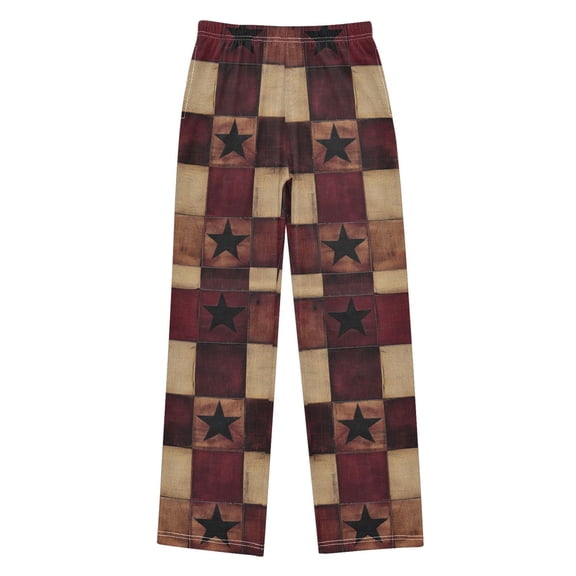 FORMRS Kids Pajama Pants with Pockets Size 6-8Y Boys Lounge Sleep Bottoms, Star Spangled Squares