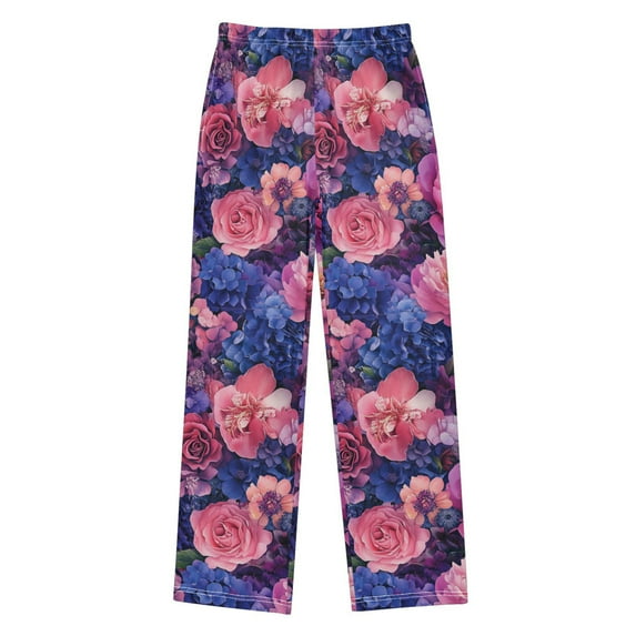 FORMRS Kids Pajama Pants with Pockets Size 6-8Y Boys Lounge Sleep Bottoms, Vibrant Art Flowers