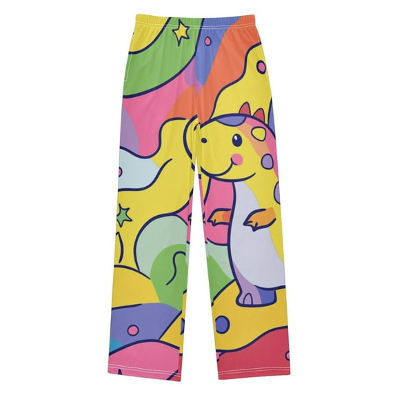 FORMRS Kids Pajama Pants with Pockets Size 6-8Y Boys Lounge Sleep Bottoms, Vibrant Dinosaur