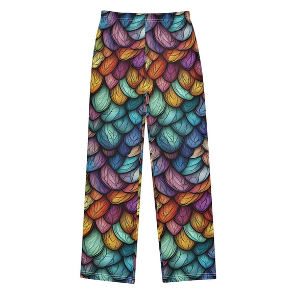FORMRS Kids Pajama Pants with Pockets Size 6-8Y Boys Lounge Sleep Bottoms, Vibrant Dragon Scales Pattern