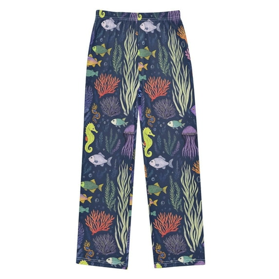 FORMRS Kids Pajama Pants with Pockets Size 6-8Y Boys Lounge Sleep Bottoms, Vibrant Ocean Pattern