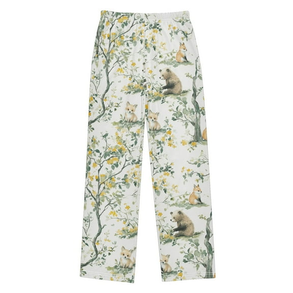 FORMRS Kids Pajama Pants with Pockets Size 6-8Y Boys Lounge Sleep Bottoms, Watercolor Forest Animals