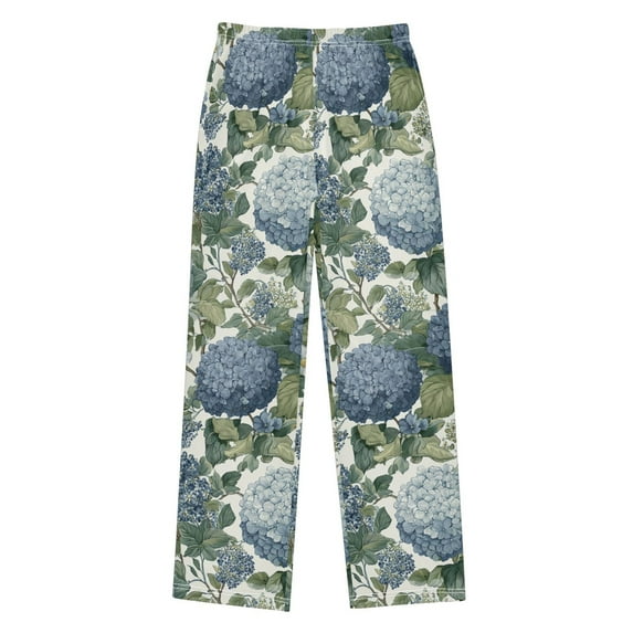 FORMRS Kids Pajama Pants with Pockets Size 6-8Y Boys Lounge Sleep Bottoms, Watercolor Hydrangeas Pattern