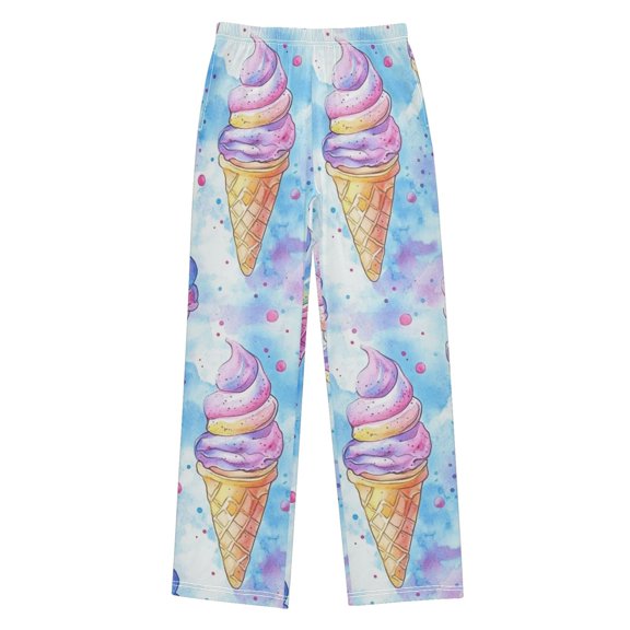 FORMRS Kids Pajama Pants with Pockets Size 6-8Y Boys Lounge Sleep Bottoms, Watercolor Ice Cream Pattern