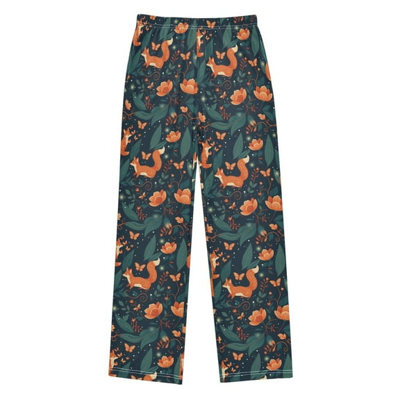 FORMRS Kids Pajama Pants with Pockets Size 6-8Y Boys Lounge Sleep Bottoms, Whimsical Foxes Pattern