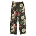 thumbnail image 1 of FORMRS Kids Pajama Pants with Pockets Size 6-8Y Boys Lounge Sleep Bottoms, White and Pink Roses, 1 of 8