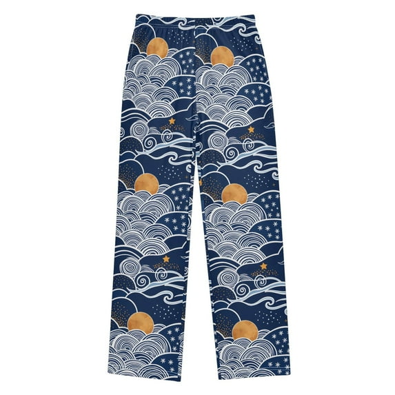 FORMRS Kids Pajama Pants with Pockets Size 9-10Y Boys Lounge Sleep Bottoms, Blue Night Sky