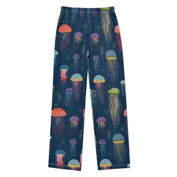 FORMRS Kids Pajama Pants with Pockets Size 9-10Y Boys Lounge Sleep Bottoms, Cartoon Jellyfish Pattern