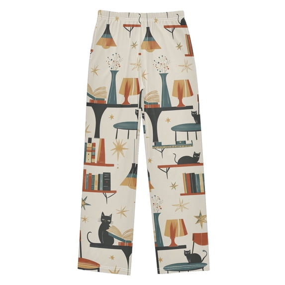 FORMRS Kids Pajama Pants with Pockets Size 9-10Y Boys Lounge Sleep Bottoms, Cats Reading Pattern