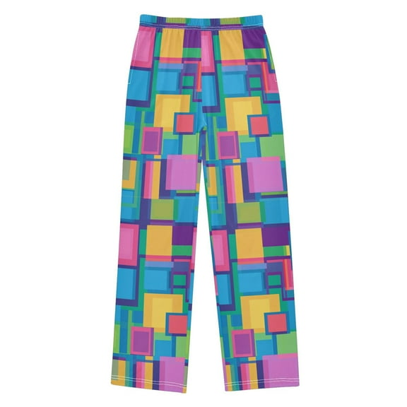 FORMRS Kids Pajama Pants with Pockets Size 9-10Y Boys Lounge Sleep Bottoms, Colorful Geometric Pattern