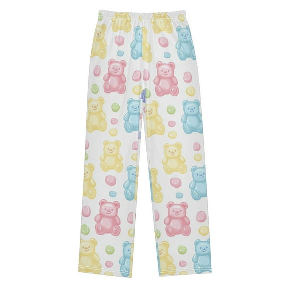 FORMRS Kids Pajama Pants with Pockets Size 9-10Y Boys Lounge Sleep Bottoms, Colorful Gummy Bears Pattern