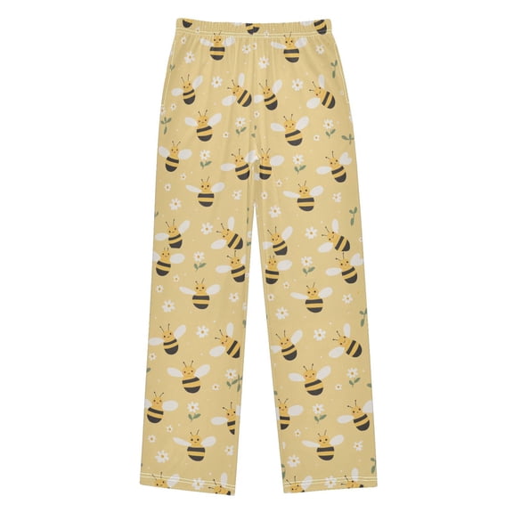 FORMRS Kids Pajama Pants with Pockets Size 9-10Y Boys Lounge Sleep Bottoms, Cute Bee Pattern