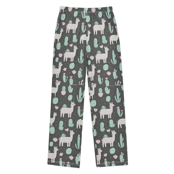 FORMRS Kids Pajama Pants with Pockets Size 9-10Y Boys Lounge Sleep Bottoms, Cute Llamas Pattern
