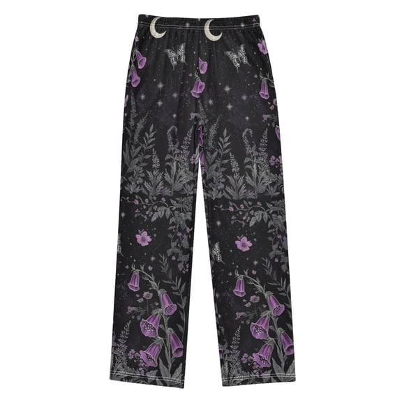 FORMRS Kids Pajama Pants with Pockets Size 9-10Y Boys Lounge Sleep Bottoms, Gothic Floral Print