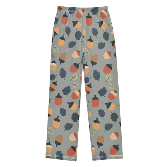 FORMRS Kids Pajama Pants with Pockets Size 9-10Y Boys Lounge Sleep Bottoms, Gray Acorns Pattern