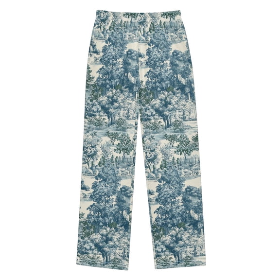 FORMRS Kids Pajama Pants with Pockets Size 9-10Y Boys Lounge Sleep Bottoms, Green Flourishing Garden