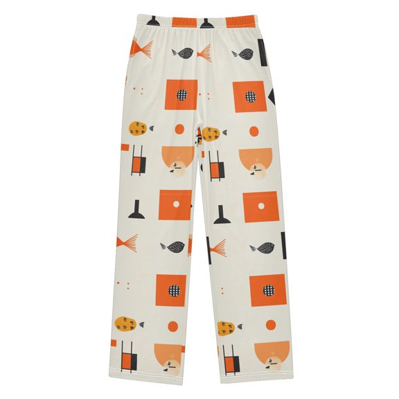 FORMRS Kids Pajama Pants with Pockets Size 9-10Y Boys Lounge Sleep Bottoms, Minimalist Geometric Pattern