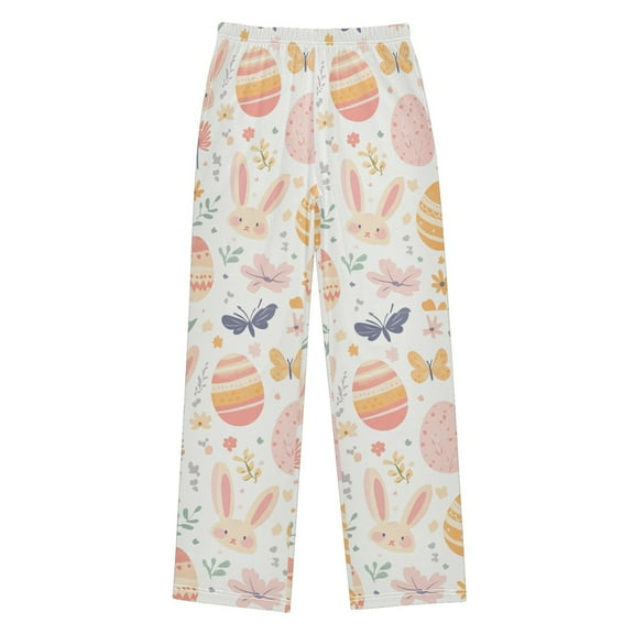 FORMRS Kids Pajama Pants with Pockets Size 9-10Y Boys Lounge Sleep Bottoms, Pink Easter Eggs