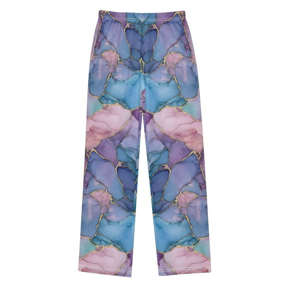 FORMRS Kids Pajama Pants with Pockets Size 9-10Y Boys Lounge Sleep Bottoms, Pink Marble Pattern