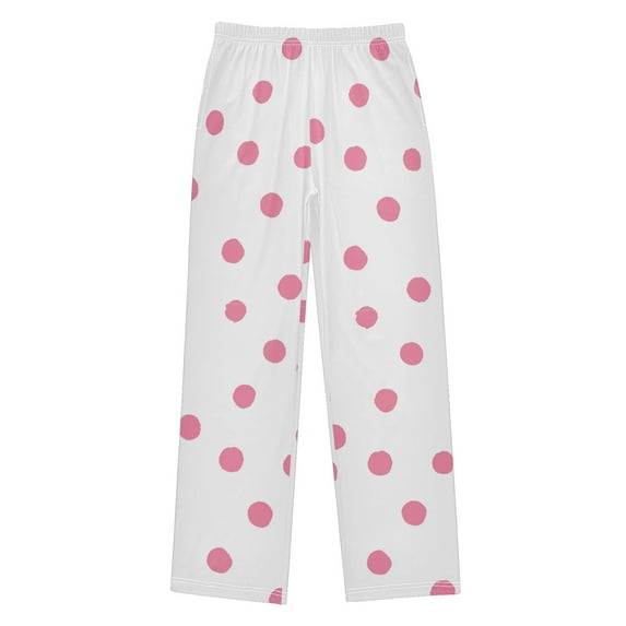 FORMRS Kids Pajama Pants with Pockets Size 9-10Y Boys Lounge Sleep Bottoms, Pink Polka Dots