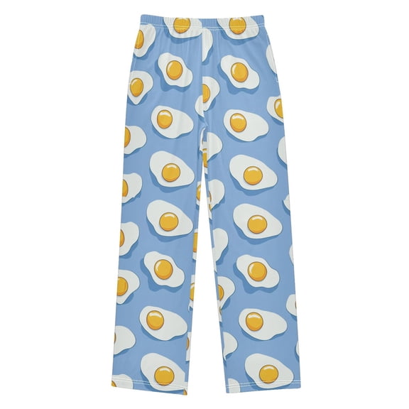 FORMRS Kids Pajama Pants with Pockets Size 9-10Y Boys Lounge Sleep Bottoms, Playful Fried Eggs