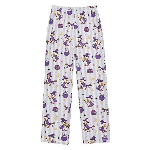 FORMRS Kids Pajama Pants with Pockets Size 9-10Y Boys Lounge Sleep Bottoms, Purple Halloween Gooses