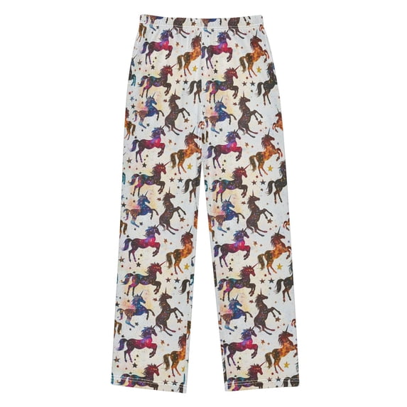 FORMRS Kids Pajama Pants with Pockets Size 9-10Y Boys Lounge Sleep Bottoms, Rainbow Stars Pattern