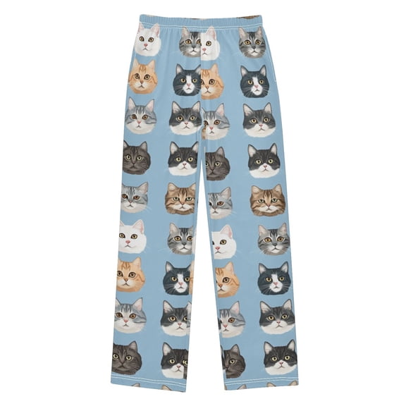 FORMRS Kids Pajama Pants with Pockets Size 9-10Y Boys Lounge Sleep Bottoms, Vibrant Cute Cat