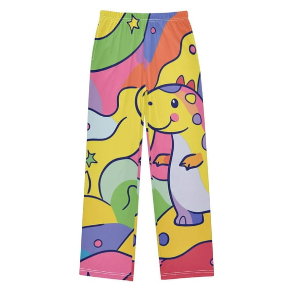 FORMRS Kids Pajama Pants with Pockets Size 9-10Y Boys Lounge Sleep Bottoms, Vibrant Dinosaur