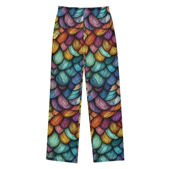 FORMRS Kids Pajama Pants with Pockets Size 9-10Y Boys Lounge Sleep Bottoms, Vibrant Dragon Scales Pattern