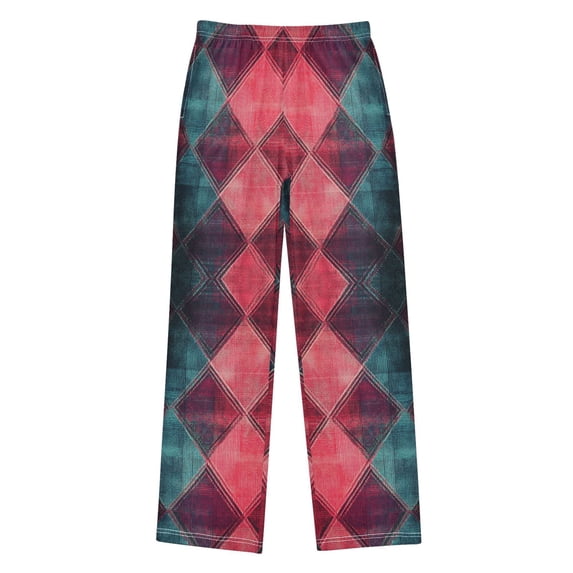 FORMRS Kids Pajama Pants with Pockets Size 9-10Y Boys Lounge Sleep Bottoms, Vibrant Green Tartan Pattern