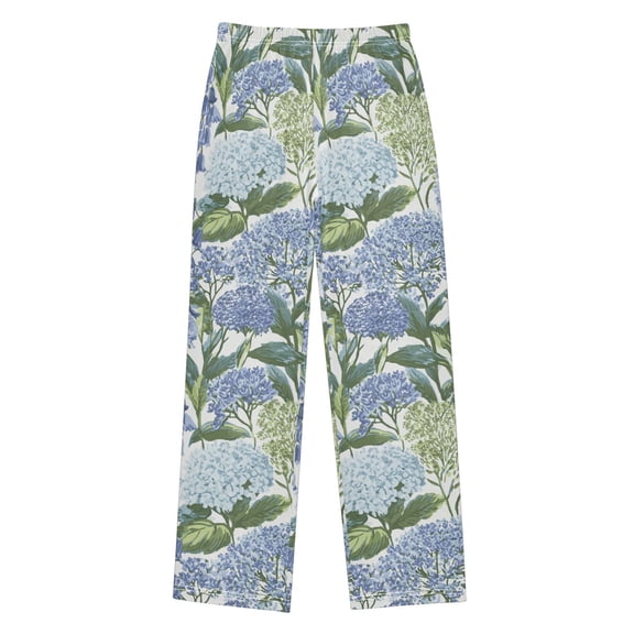 FORMRS Kids Pajama Pants with Pockets Size 9-10Y Boys Lounge Sleep Bottoms, Vibrant Hydrangeas Pattern