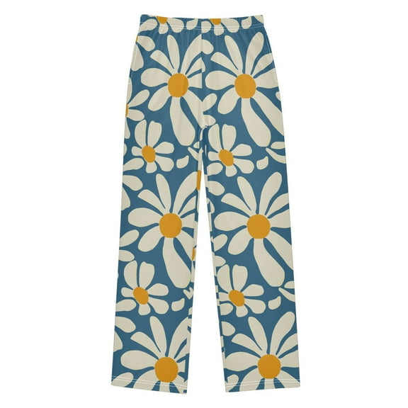 FORMRS Kids Pajama Pants with Pockets Size 9-10Y Boys Lounge Sleep Bottoms, Whimsy Daisy Pattern