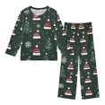thumbnail image 1 of FORMRS Kids Pajama Set Fleece Long Sleeve Top Relaxed-Fit Pants Lounge Sleepwear, Sizes 3T-11Y, Green Christmas Hats, 1 of 7