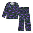 thumbnail image 1 of FORMRS Kids Pajama Set Fleece Long Sleeve Top Relaxed-Fit Pants Lounge Sleepwear, Sizes 3T-11Y, Purple Cartoon Bats Pattern, 1 of 7