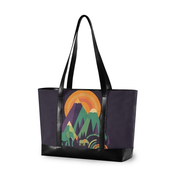 FORMRS Canvas Laptop Tote Bag for Women with 15.6" Computer Compartments Shoulder Handbag, Abstract Animals