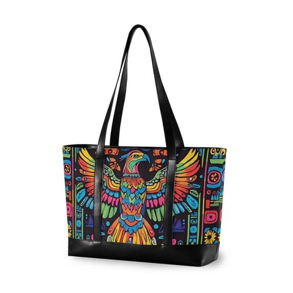 FORMRS Canvas Laptop Tote Bag for Women with 15.6" Computer Compartments Shoulder Handbag, Abstract Eagle