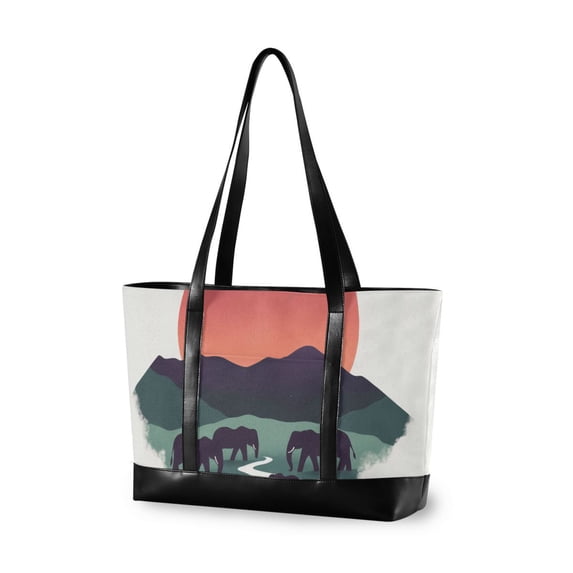FORMRS Canvas Laptop Tote Bag for Women with 15.6" Computer Compartments Shoulder Handbag, Abstract Elephant