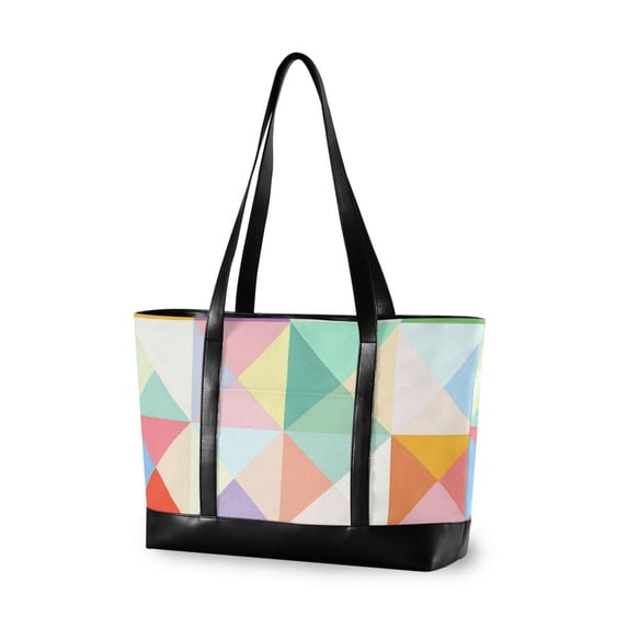 FORMRS Canvas Laptop Tote Bag for Women with 15.6" Computer Compartments Shoulder Handbag, Abstract Geometric