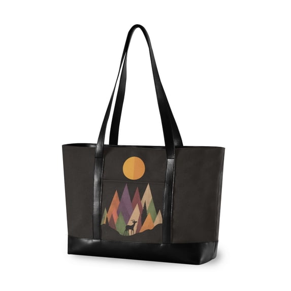 FORMRS Canvas Laptop Tote Bag for Women with 15.6" Computer Compartments Shoulder Handbag, Abstract Mountain