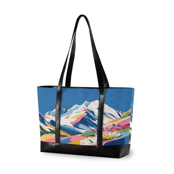 FORMRS Canvas Laptop Tote Bag for Women with 15.6" Computer Compartments Shoulder Handbag, Abstract Snow Mountain