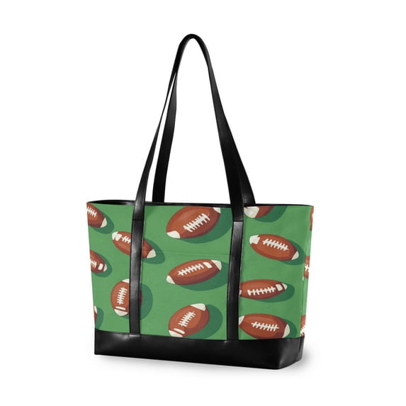 FORMRS Canvas Laptop Tote Bag for Women with 15.6" Computer Compartments Shoulder Handbag, American Footballs