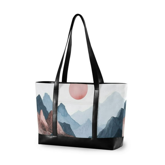 FORMRS Laptop Tote Bag for Women with 15.6" Computer Compartments Handbag, Art Mountain and Sun Pattern