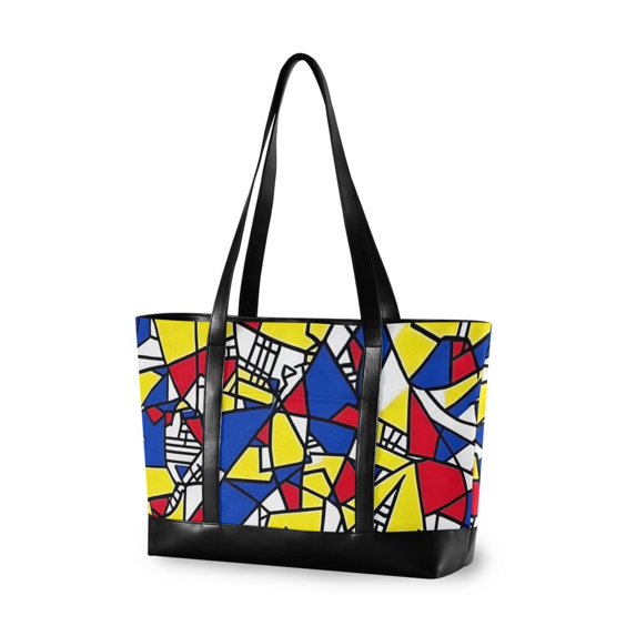 FORMRS Canvas Laptop Tote Bag for Women with 15.6" Computer Compartments Shoulder Handbag, Art Triangles