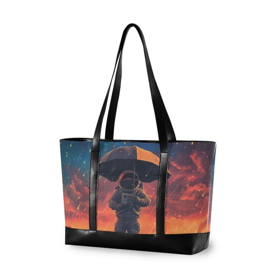 FORMRS Canvas Laptop Tote Bag for Women with 15.6" Computer Compartments Shoulder Handbag, Astronaut at Dawn