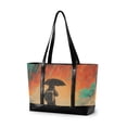 thumbnail image 1 of FORMRS Canvas Laptop Tote Bag for Women with 15.6" Computer Compartments Shoulder Handbag, Astronaut in Rain, 1 of 7